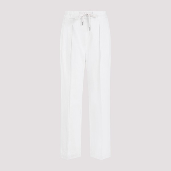 Shop Brunello Cucinelli Cotton Linen Pants 38 In C Gesso