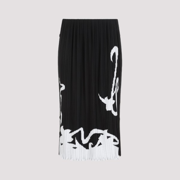 Shop Lanvin Pleated Long Skirt 36 In Black