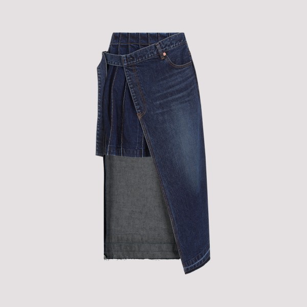 Shop Sacai Denim Skirt 2 In Blue