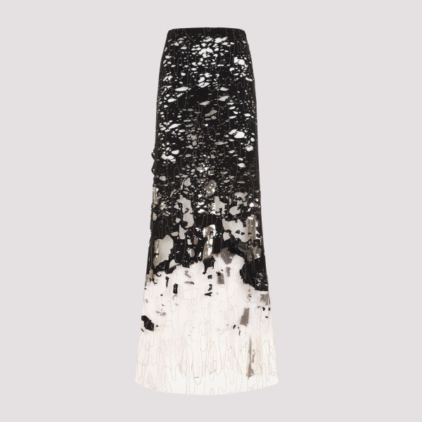 Shop Diesel Lace Long Skirt M In Xx Deep Black