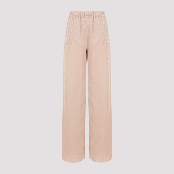 Shop Valentino Silk Jacquard Pants 38 In P Poudre