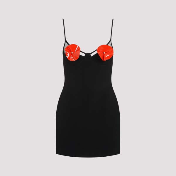 Shop David Koma Flower Cups Cami Dress 10 In Black Red