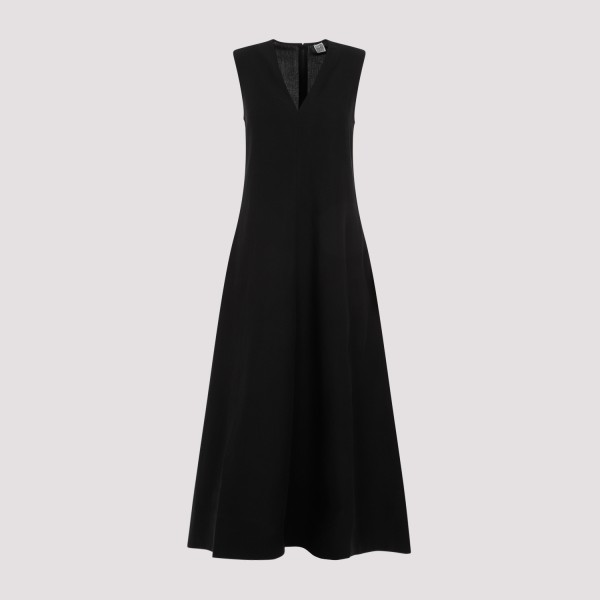 Shop Totême Toteme Fluid V-neck Dress 36 In Black