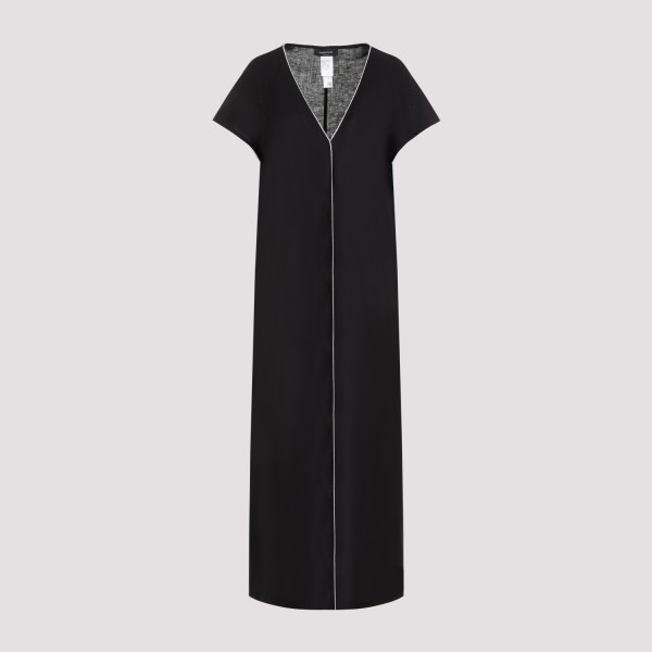 Shop Fabiana Filippi Linen Long Dress 42 In Nero