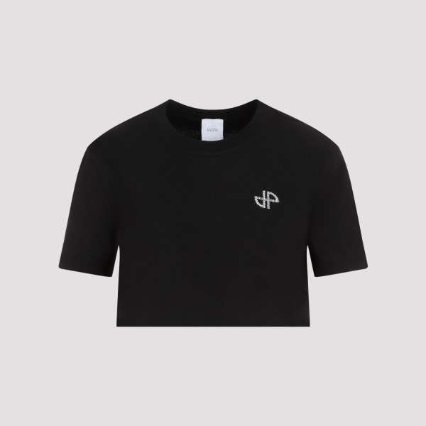 Shop Patou Strass Cropped T-shirt Xs In B Black