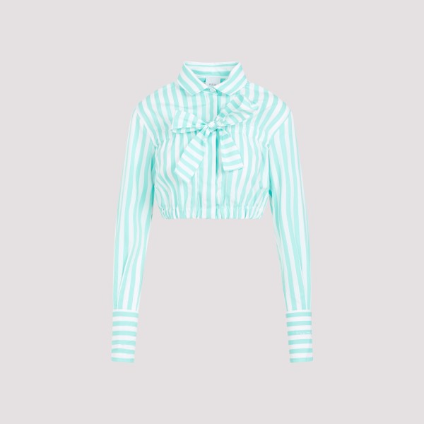 Patou Cropped Bow Shirt In Green