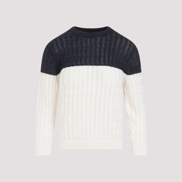 Theory Color Block Sweater In Vd Nocturne Navy Bone