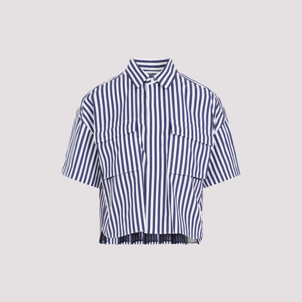 Shop Sacai Thomas Mason Cotton Shirt 2 In Navy Stripe