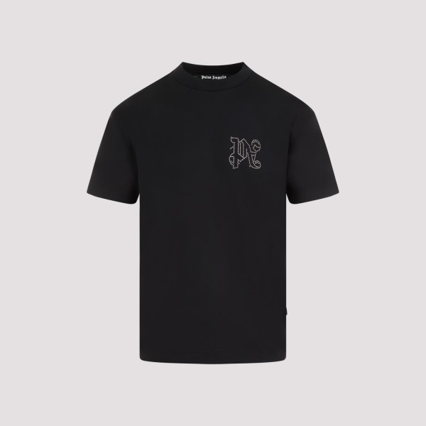 Shop Palm Angels Monogram Studded Classic T-shirt S In Black
