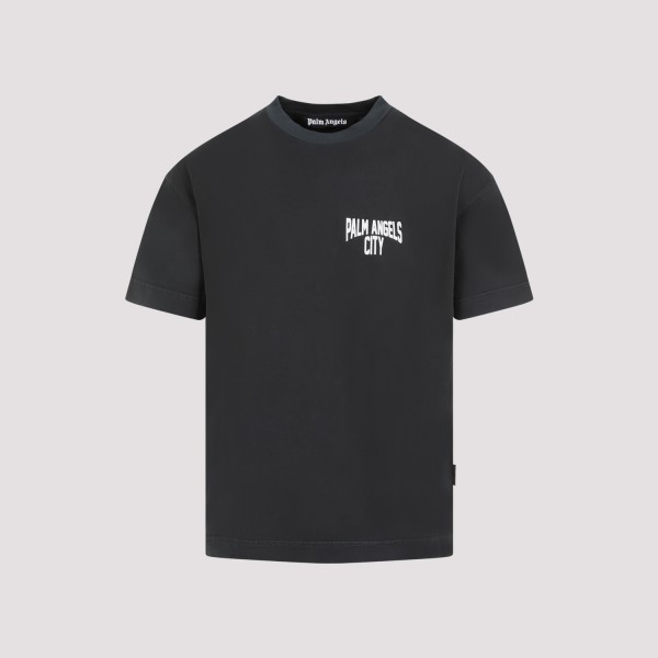 Shop Palm Angels City Washed T-shirt Xl In Dark Grey White