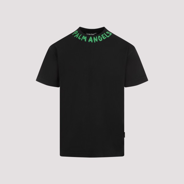 Shop Palm Angels Seasonal Logo T-shirt S In Black Green Fluo