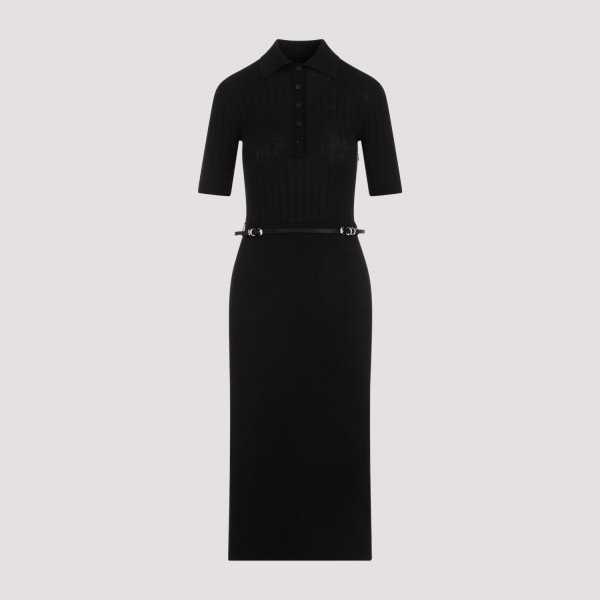 Shop Givenchy Voyou Belt Long Polo Dress M In Black