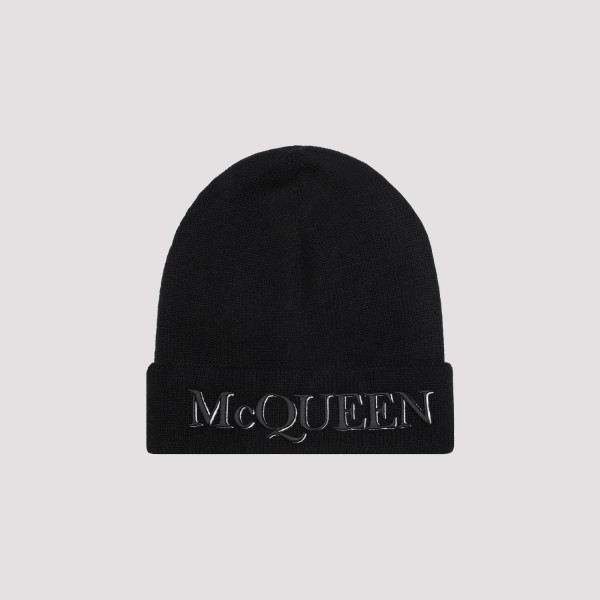 Alexander Mcqueen Cashmere Hat In Black Ivory