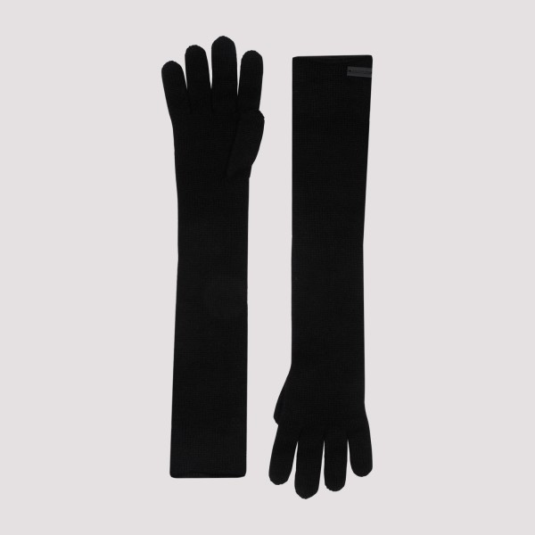 Shop Saint Laurent Cashmere Gloves 7 In Black
