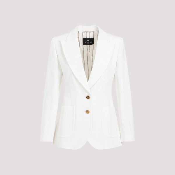 Shop Etro Viscose Jacket 42 In W Bianco Naturale