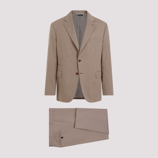 Shop Brioni Cotton Suit 54 In Beige