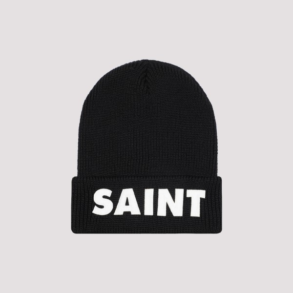 Saint Mxxxxxx Logo-patches Wool Beanie In Black