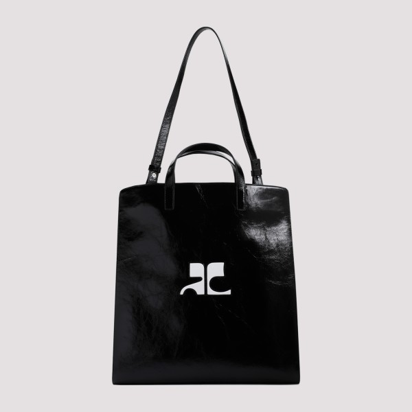 Courrèges Heritage Naplack Shopping Bag In Black