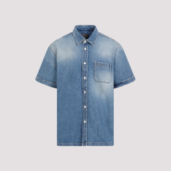 Shop Givenchy Short Sleeve Shirt With Pocket L In Indigo Blue
