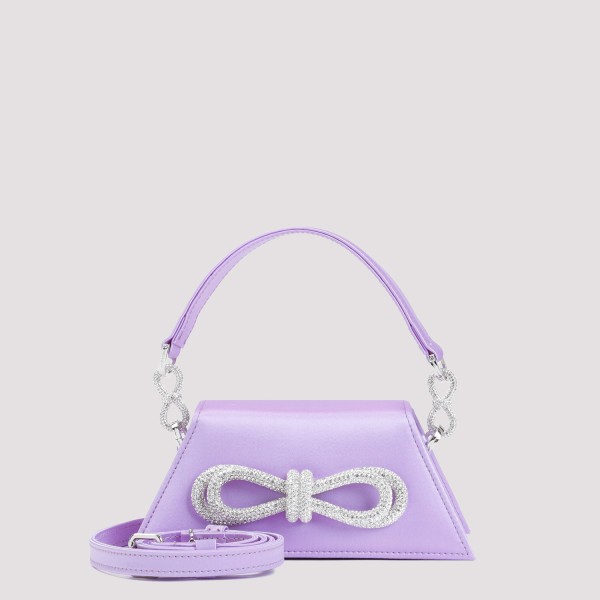 Mach & Mach Lavender Satin Double Bow Lavender Crepe Samantha Handbag In Purple