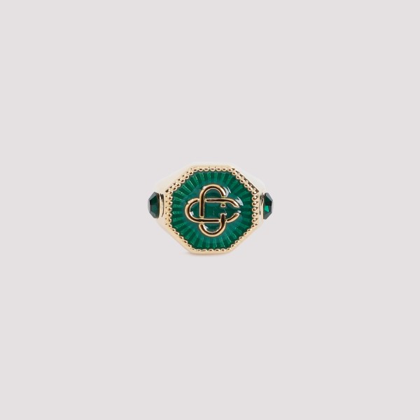 Casablanca Gold Plated Monogram Ring In Green Gold
