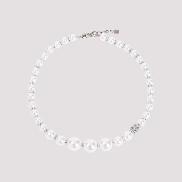 Givenchy Pearl Crystal Degrade Short Necklace In White Silvery