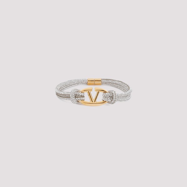 Valentino Garavani Brass Bracelet In Crystal