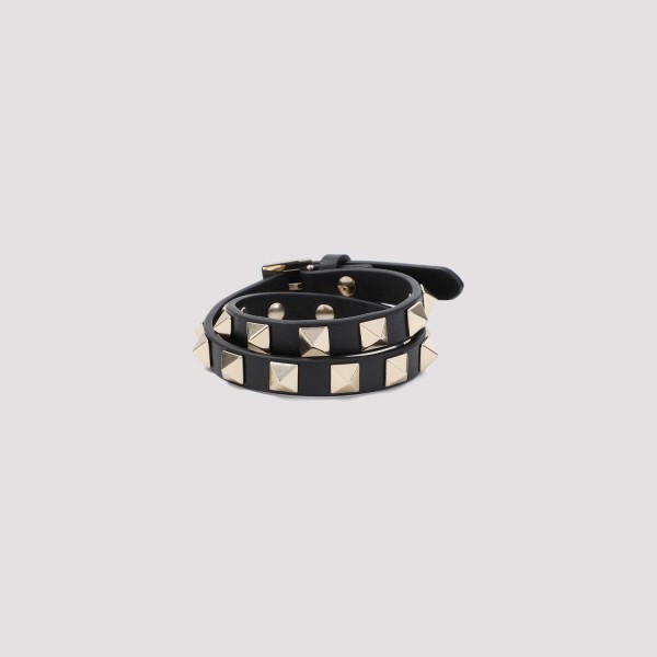 Valentino Garavani Leather Bracelet In Black