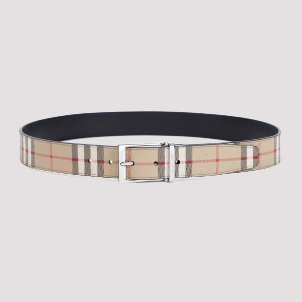 Shop Burberry Check Belt 100 In A Archive Beige Silver
