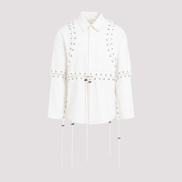 Shop Craig Green Deconstructed Laced Shirt M In White