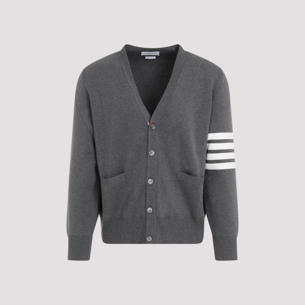 Shop Thom Browne Cotton Milano Stitch Cardigan 4 In Med Grey