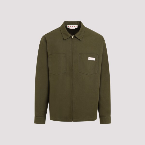 Shop Marni Cotton Shirt 48 In V Leav Green