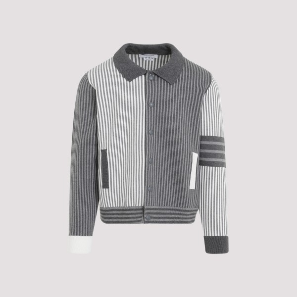 Shop Thom Browne Polo Collar Bomber Jacket 5 In Tonal Grey
