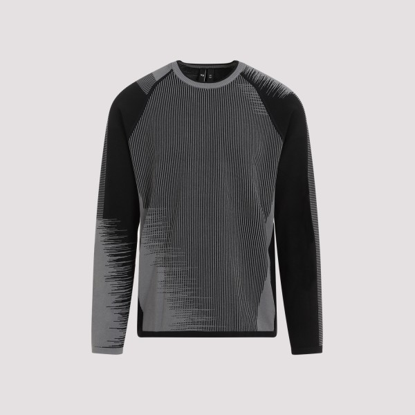 Shop Y-3 Viscose Sweater L In Black Vista Grey