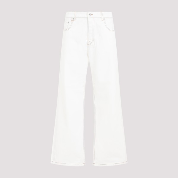 Shop Jacquemus Le De Nimes Large Jeans 32 In C Off White Tabac
