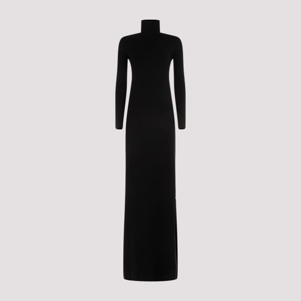 Saint Laurent Wool Long Dress In Noir