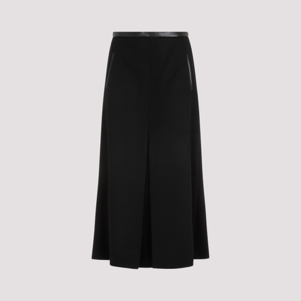Saint Laurent Wool Midi Skirt In Noir