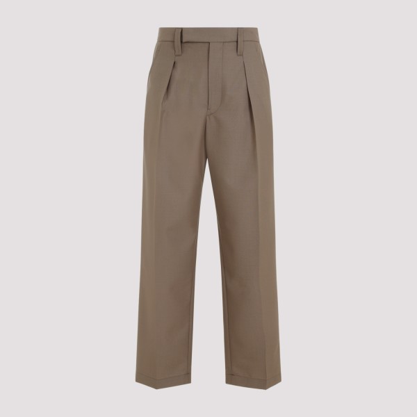Shop Lemaire One Pleat Pants 46 In Mu Taupe Melange