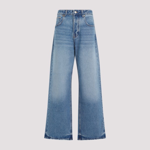 Shop Jacquemus Le De-nimes Large Jeans 24 In C Blue Tabac