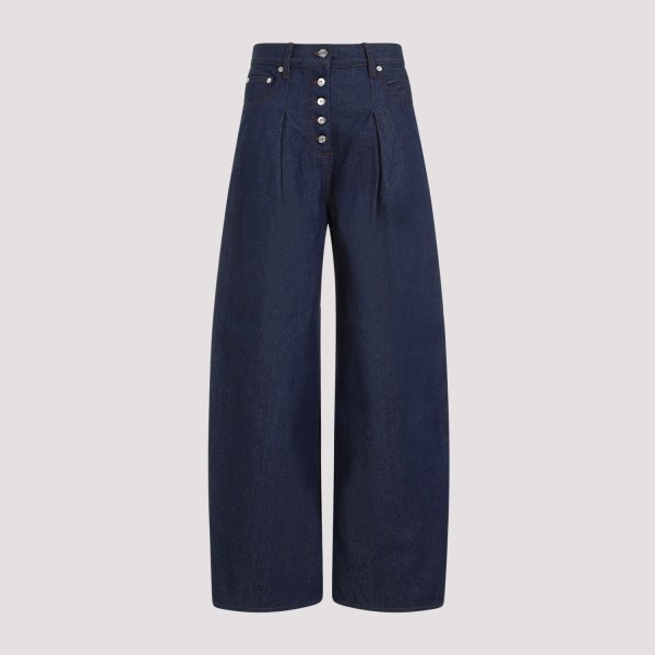Shop Jacquemus Le De-nimes Ovalo Jeans 25 In B Navy Brown