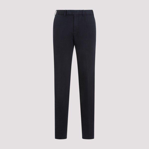 Shop Zegna Summer Chino Pants 52 In Blue Navy