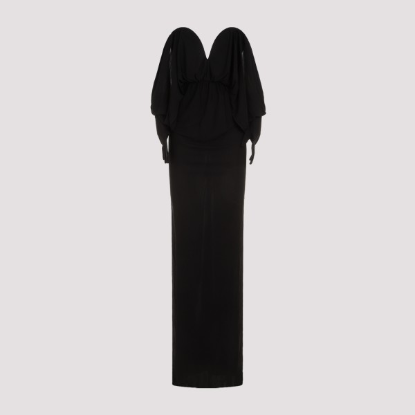 Saint Laurent Viscose Long Dress In Noir