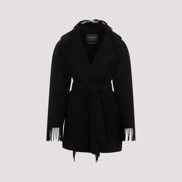Shop Balenciaga Fringe Jacket 1 In Black