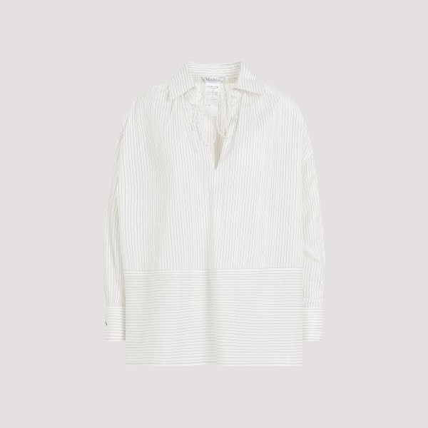 Shop Max Mara Saletta Shirt 40 In Bianco Carta Nero