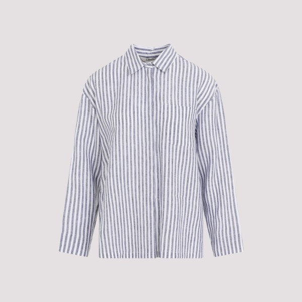 Max Mara Renania Stripe Linen Button-up Shirt In Bianco Blue