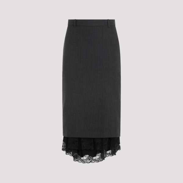 Shop Balenciaga Lingerie Tailored Skirt 34 In Anthracite Black