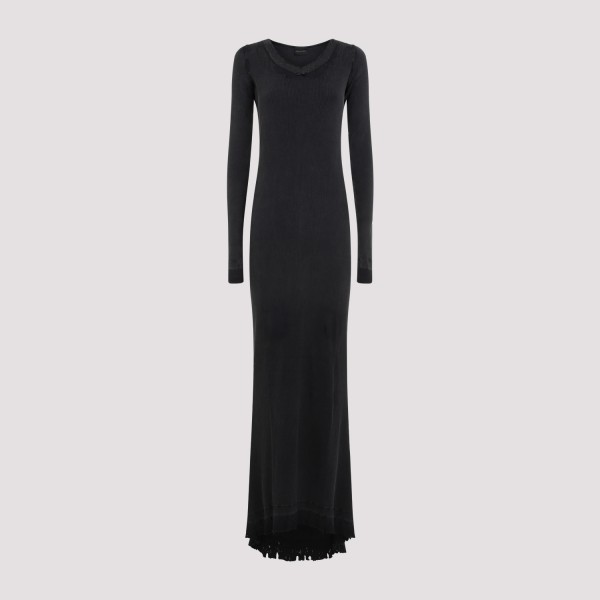 Shop Balenciaga Lingerie Maxi Dress S In Washed Black