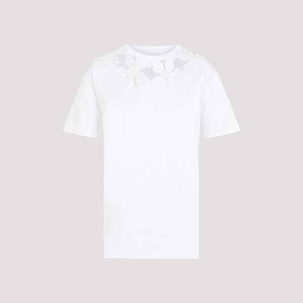 Valentino T-shirt Mit Blumenapplikation In White