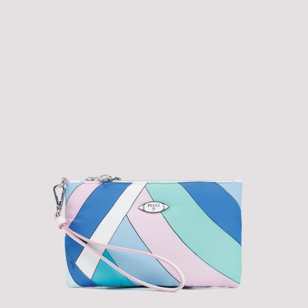 Pucci Polyamide Pouch In Celeste Bianco