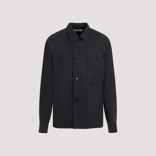 Shop Lemaire Soft Military Overshirt S In Bk Jet Black